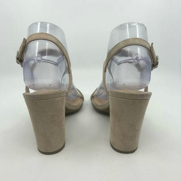 BP Platform Sandal Heels Tan WMNS US 7.5 Beige Strappy Slingback Open Toe Pumps - Picture 5 of 7